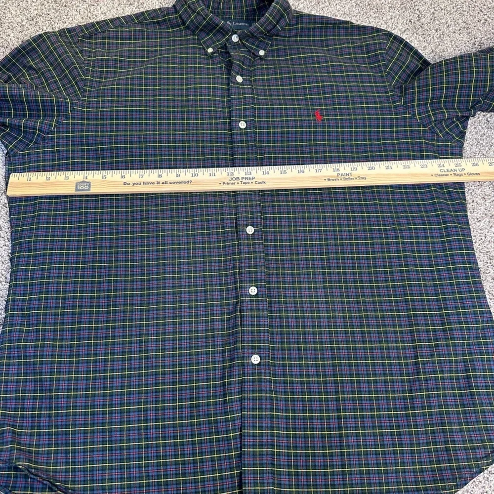 Polo Ralph Lauren‎ Mens Green Plaid Button Down Shirt Long Sleeve Pony Logo XL